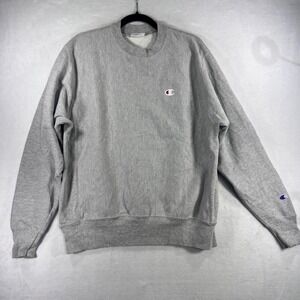 Champion Reverse Weave Sweatshirt Mens Medium Gray Crewneck Blank Pullover